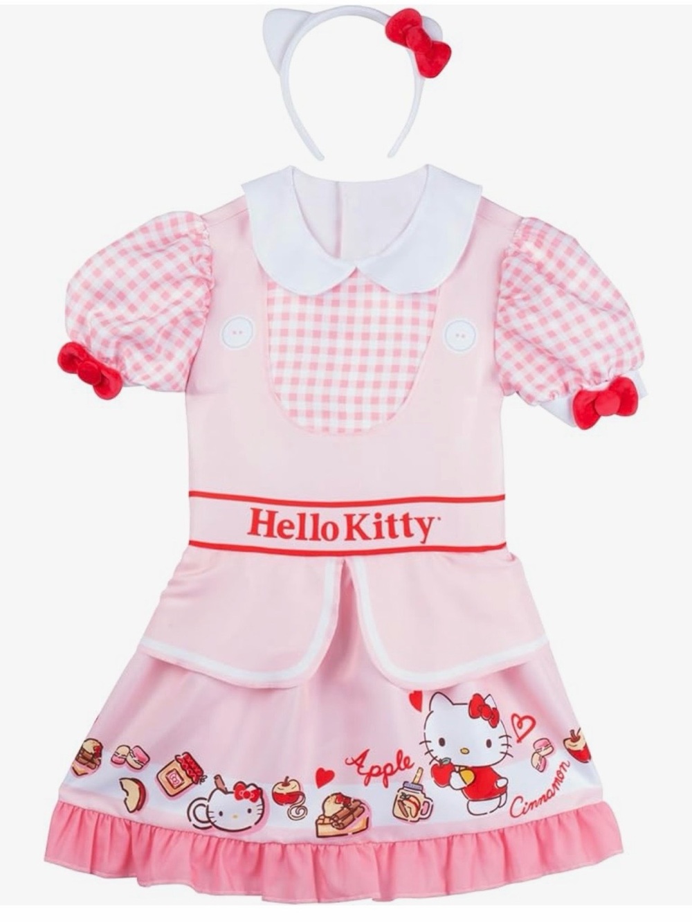 Hello Kitty Pink Gingham Bistro Apron Dress Costume- Video in Listing